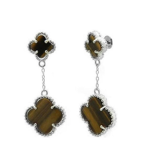 Серебряные серьги с тигровым глазом – Mirserebra925.ru