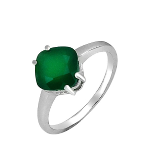Серебряное кольцо с зеленым агатом ‒ Mirserebra925.ru