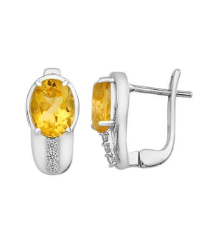 Серебряные серьги с цитрином – Mirserebra925.ru