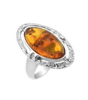 Серебряное кольцо с янтарем ‒ Mirserebra925.ru