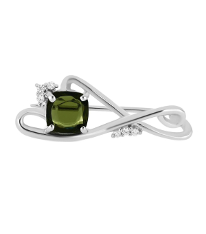 Серебряная брошь с оливковой шпинелью ‒ Mirserebra925.ru
