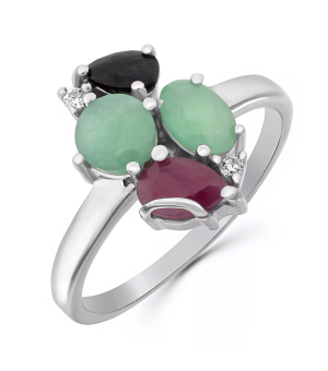 Серебряное кольцо микс камней – Mirserebra925.ru