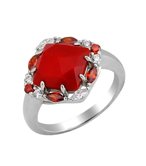 Серебряное кольцо с кораллом ‒ Mirserebra925.ru