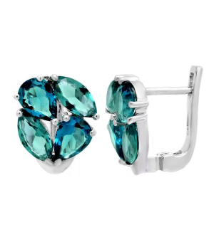 Серебряные серьги с лондон топазом кварц ‒ Mirserebra925.ru