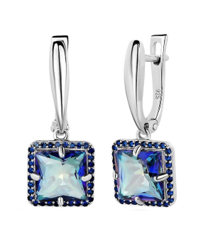 Серебряные серьги с мистик кварцем ‒ Mirserebra925.ru