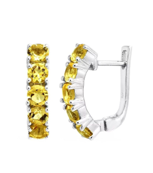 Серебряные серьги с цитрином – Mirserebra925.ru