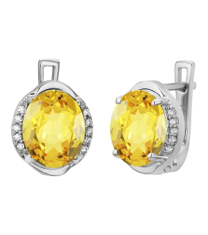 Серебряные серьги с цитрином – Mirserebra925.ru