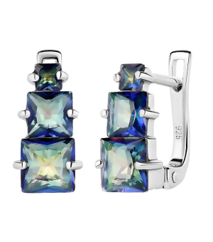 Серебряные серьги с мистик кварцем ‒ Mirserebra925.ru