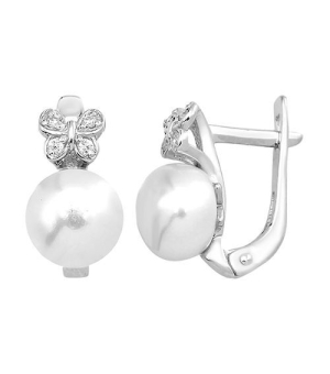 Серебряные серьги с жемчугом ‒ Mirserebra925.ru