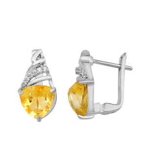 Серебряные серьги с цитрином – Mirserebra925.ru