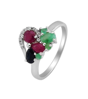 Серебряное кольцо микс камней – Mirserebra925.ru