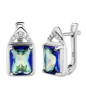 Серебряные серьги с мистик кварцем ‒ Mirserebra925.ru
