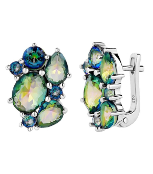 Серебряные серьги с мистик кварцем ‒ Mirserebra925.ru