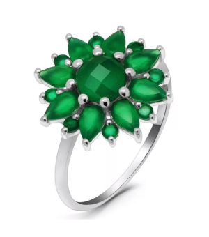 Серебряное кольцо с зеленым агатом ‒ Mirserebra925.ru