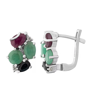 Серебряные серьги микс камней – Mirserebra925.ru