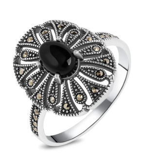 Серебряное кольцо с марказитом ‒ Mirserebra925.ru