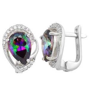 Серебряные серьги с мистик кварцем ‒ Mirserebra925.ru