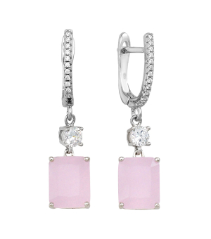 Серебряные серьги с розовым кварцем – Mirserebra925.ru