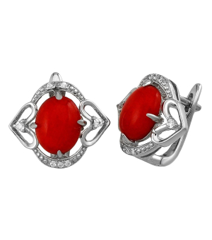 Серебряные серьги с кораллом ‒ Mirserebra925.ru