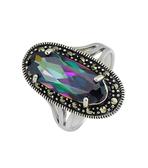 Серебряное кольцо с марказитом ‒ Mirserebra925.ru