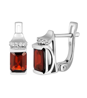 Серебряные серьги с гранатом – Mirserebra925.ru