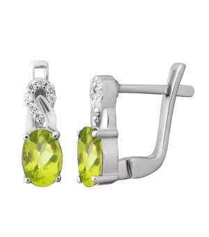 Серебряные серьги с хризолитом – Mirserebra925.ru