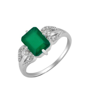 Серебряное кольцо с зеленым агатом ‒ Mirserebra925.ru