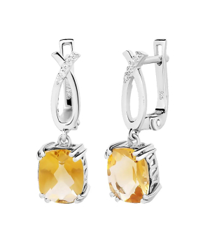 Серебряные серьги с цитрином – Mirserebra925.ru