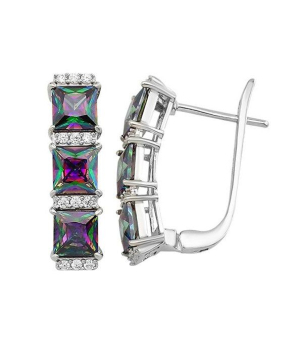 Серебряные серьги с мистик кварцем ‒ Mirserebra925.ru