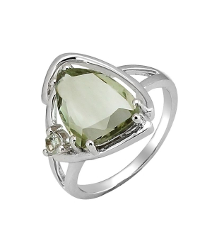 Серебряное кольцо с зеленым аметистом – Mirserebra925.ru