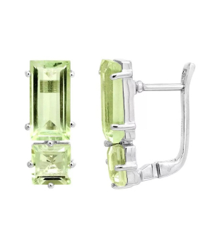 Серебряные серьги с зеленым аметистом – Mirserebra925.ru