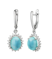 Серебряные серьги с ларимаром ‒ Mirserebra925.ru