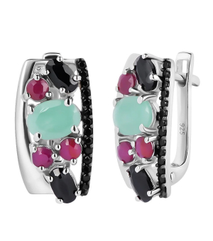 Серебряные серьги микс камней – Mirserebra925.ru