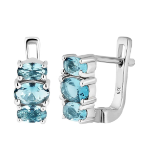 Серебряные серьги с лондон топазом кварц ‒ Mirserebra925.ru