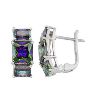 Серебряные серьги с мистик кварцем ‒ Mirserebra925.ru