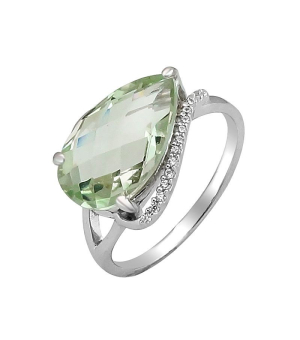 Серебряное кольцо с зеленым аметистом – Mirserebra925.ru