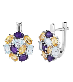 Серебряные серьги микс камней – Mirserebra925.ru