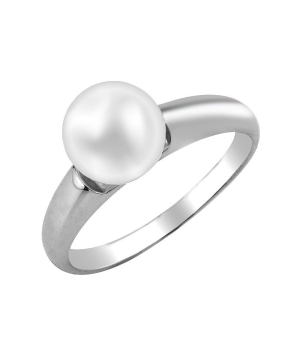 Серебряное кольцо с жемчугом swarovski ‒ Mirserebra925.ru