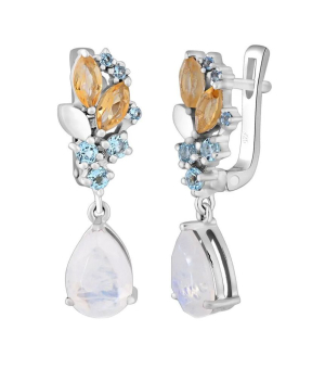 Серебряные серьги микс камней – Mirserebra925.ru