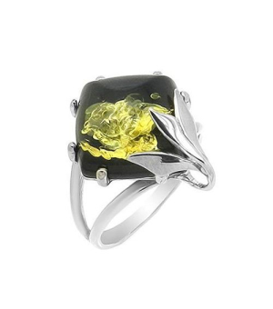 Серебряное кольцо с янтарем ‒ Mirserebra925.ru