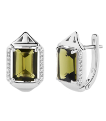 Серебряные серьги с оливковой шпинелью – Mirserebra925.ru