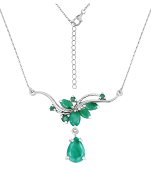 Серебряное колье с изумрудами – Mirserebra925.ru
