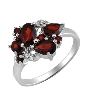 Серебряное кольцо с гранатом – Mirserebra925.ru