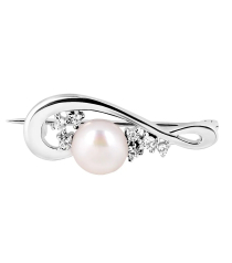 Серебряная брошь с жемчугом ‒ Mirserebra925.ru