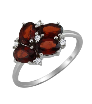 Серебряное кольцо с гранатом – Mirserebra925.ru