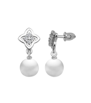 Серебряные серьги с жемчугом swarovski ‒ Mirserebra925.ru