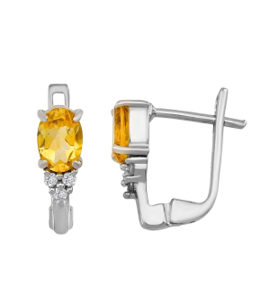 Серебряные серьги с цитрином – Mirserebra925.ru