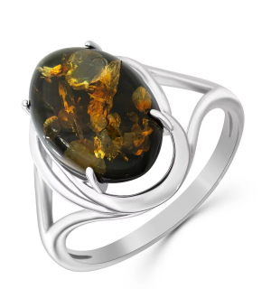 Серебряное кольцо с янтарем ‒ Mirserebra925.ru