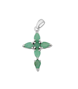 Крест из серебра с изумрудом – Mirserebra925.ru