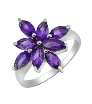 Серебряное кольцо с аметистом ‒ Mirserebra925.ru